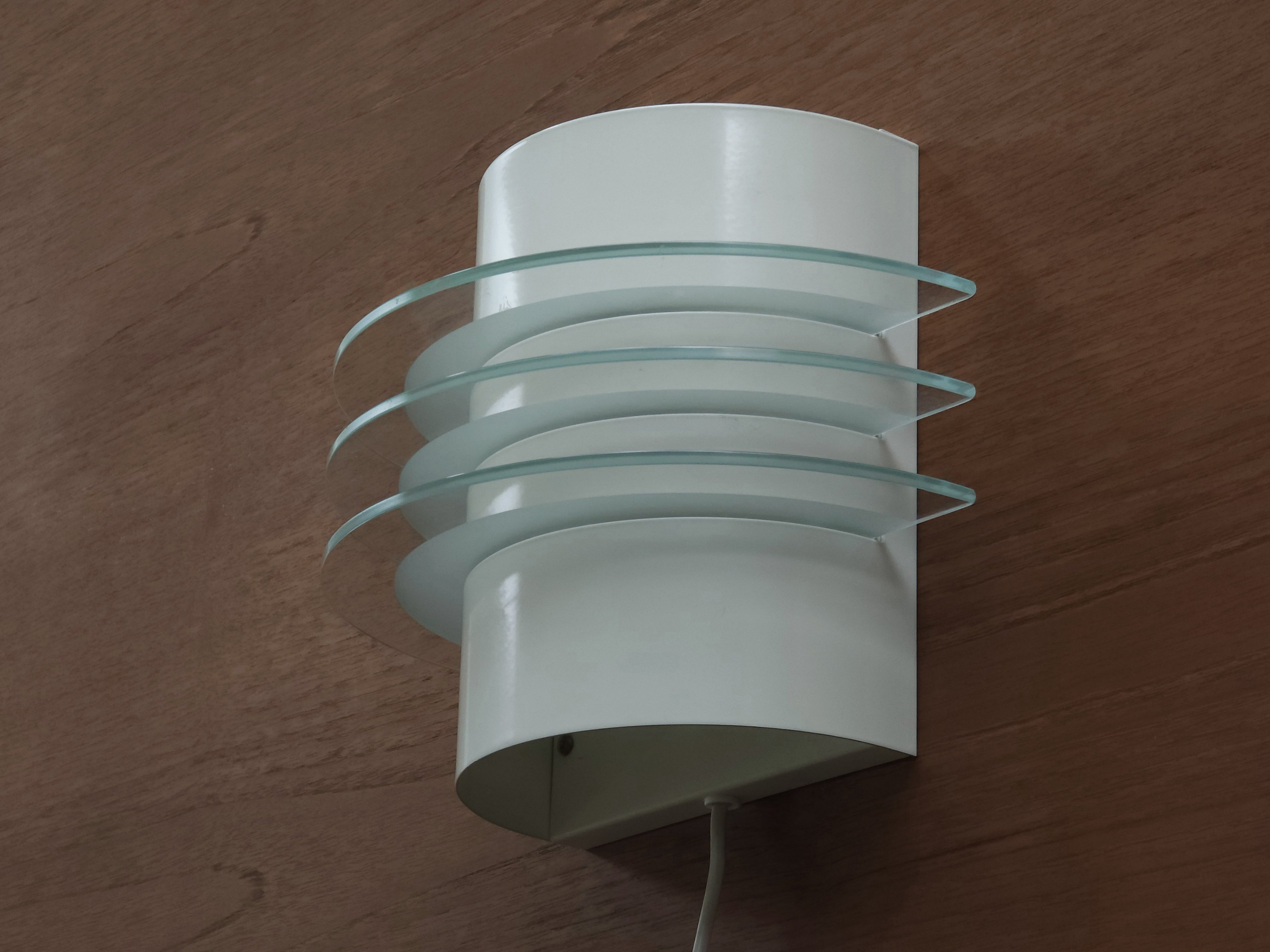 Postmodern IKEA Drittel lamp styled in a minimalist interior, showcasing its architectural Space Age presence.