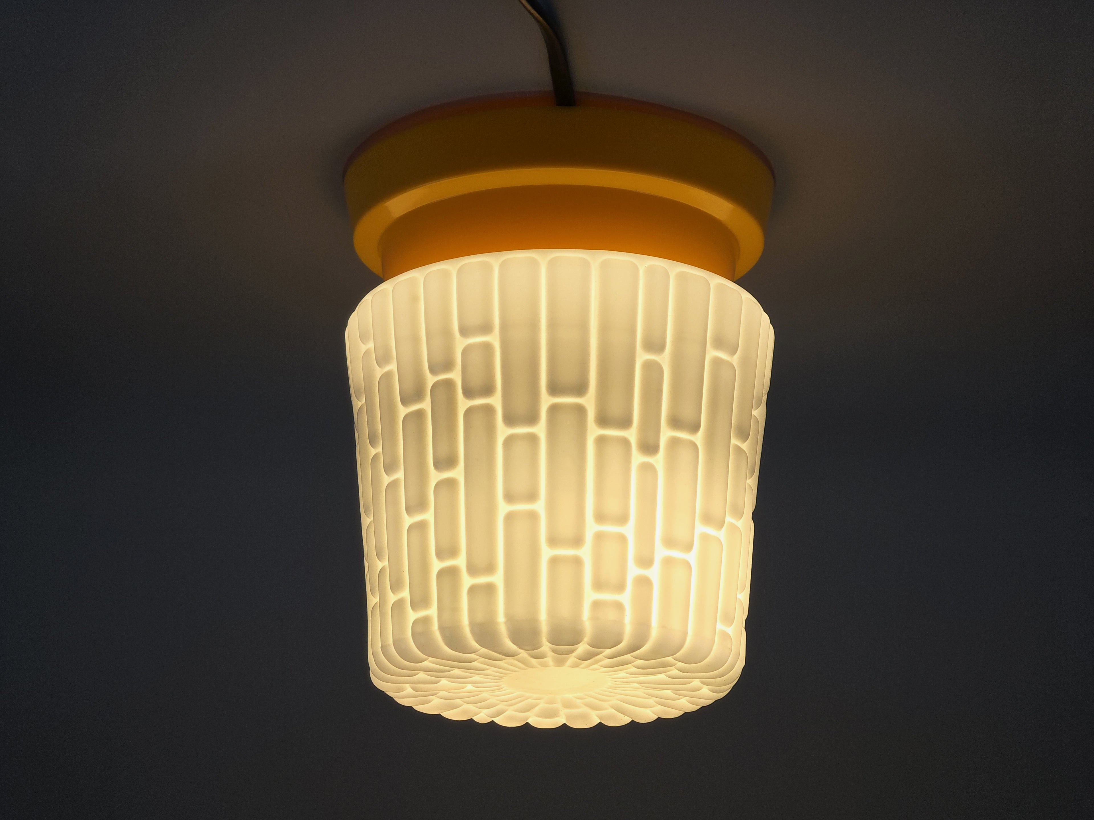 retro mcm ceiling lamp with brick texture glass