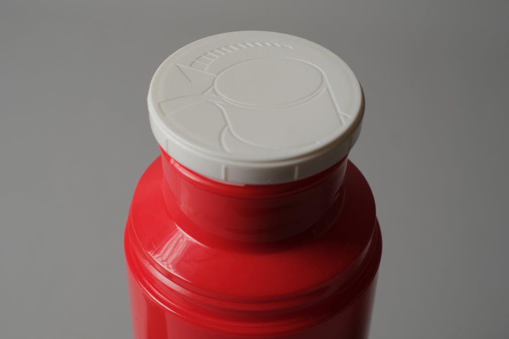Rotpunkt Dr Zimmermann vacuum flask, white ABS screw cap with locking mechanism, West Germany 1970s