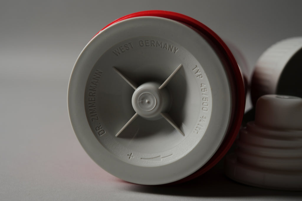 Rotpunkt Dr Zimmermann vacuum flask, base detail showing manufacturer markings, West Germany 1970s