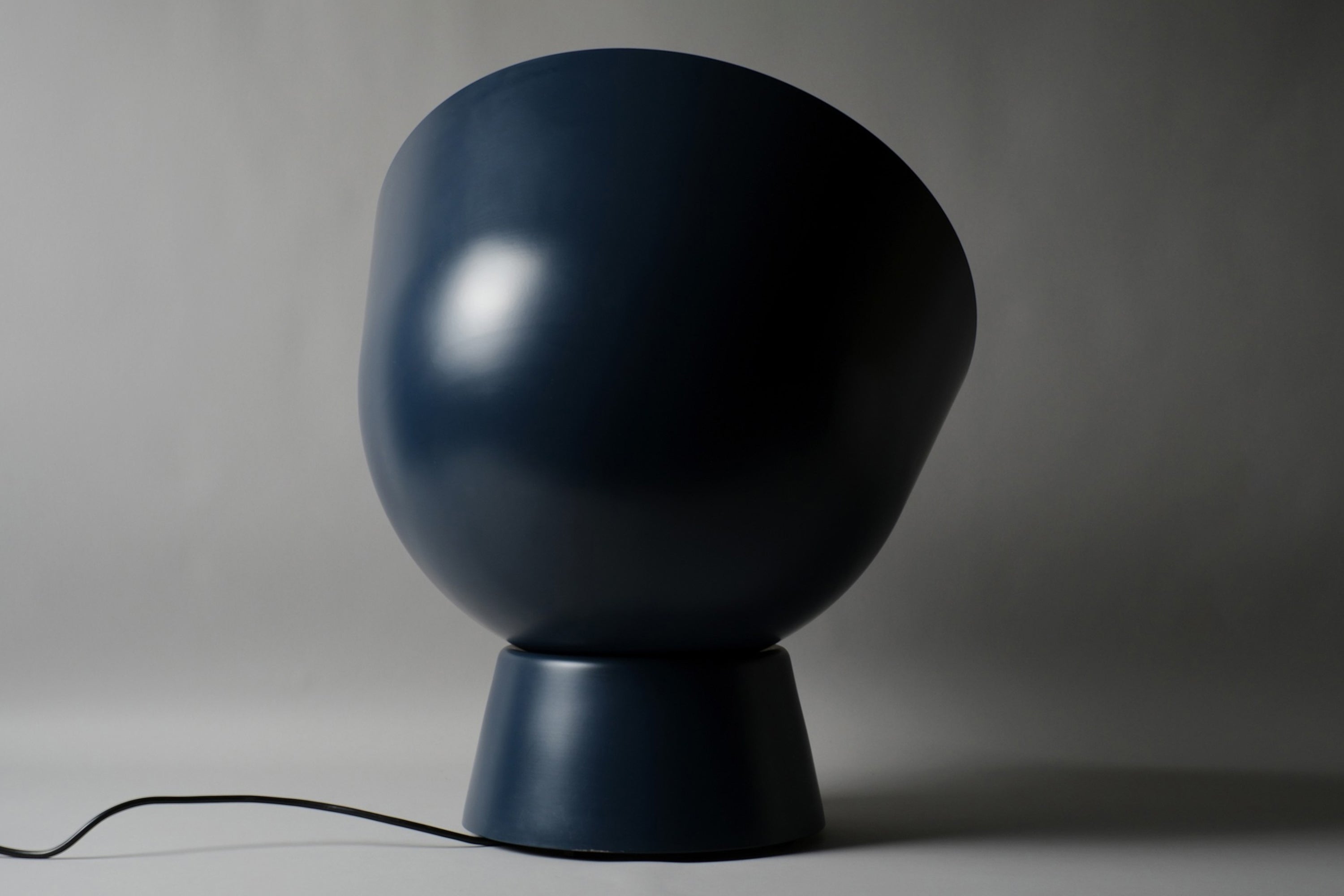 IKEA PS 2017 large floor lamp by Ola Wihlborg, navy blue, full silhouette visible, H55cm, discontinued large version